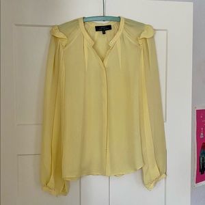 Yellow long sleeve silk blouse
